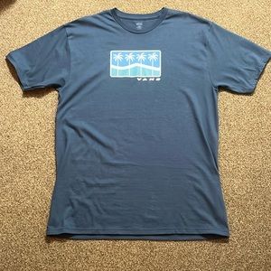 Large Excellent Vans Blue Gray T-shirt with Palm Trees